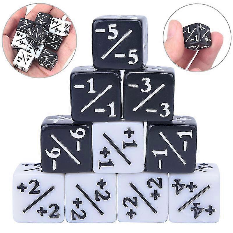 10x Dice Counters 5 Positive +1/+1 & 5 Negative -1/-1 For Gathering Table Game