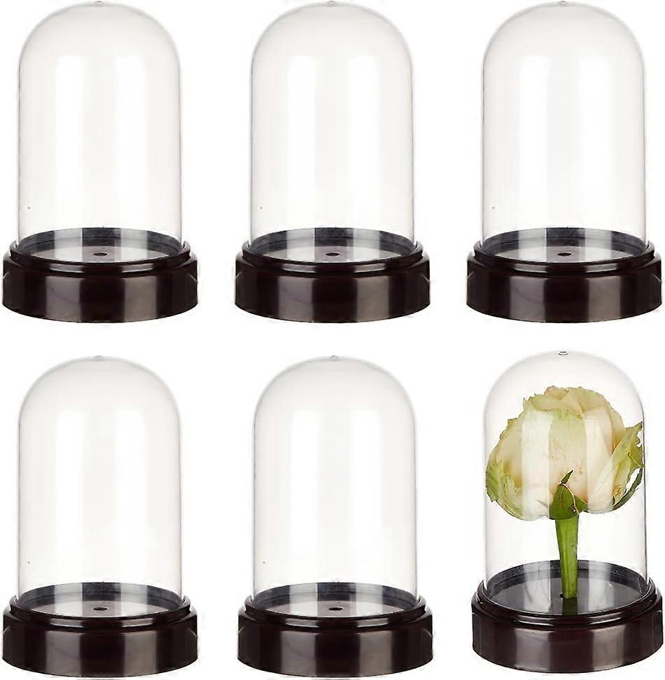 6 Sets Plastic Dome Cover 2.774.2" in Diameter Plastic Display Dome Cloche Dome Mini Clear Display Dome with Plastic Base for Centerpieces Plants Rock
