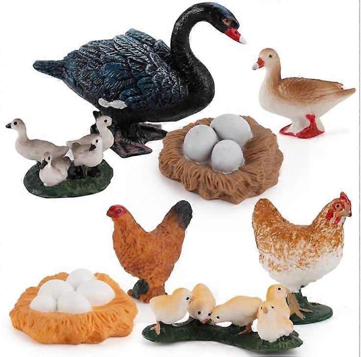 4 stuks kip, eend en gans groeicyclus wetenschappelijke verkenning set miniatuur pluimvee dier model kinderen's speelgoed