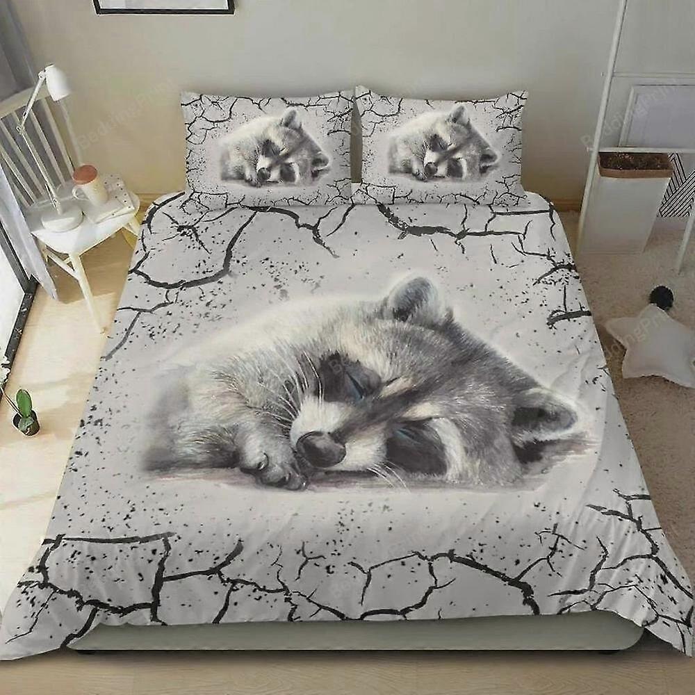 v6 Lakan Tvättbjörn Sovande Påslakan Set Sovrum Decor Doona Täcke Lakan IU6