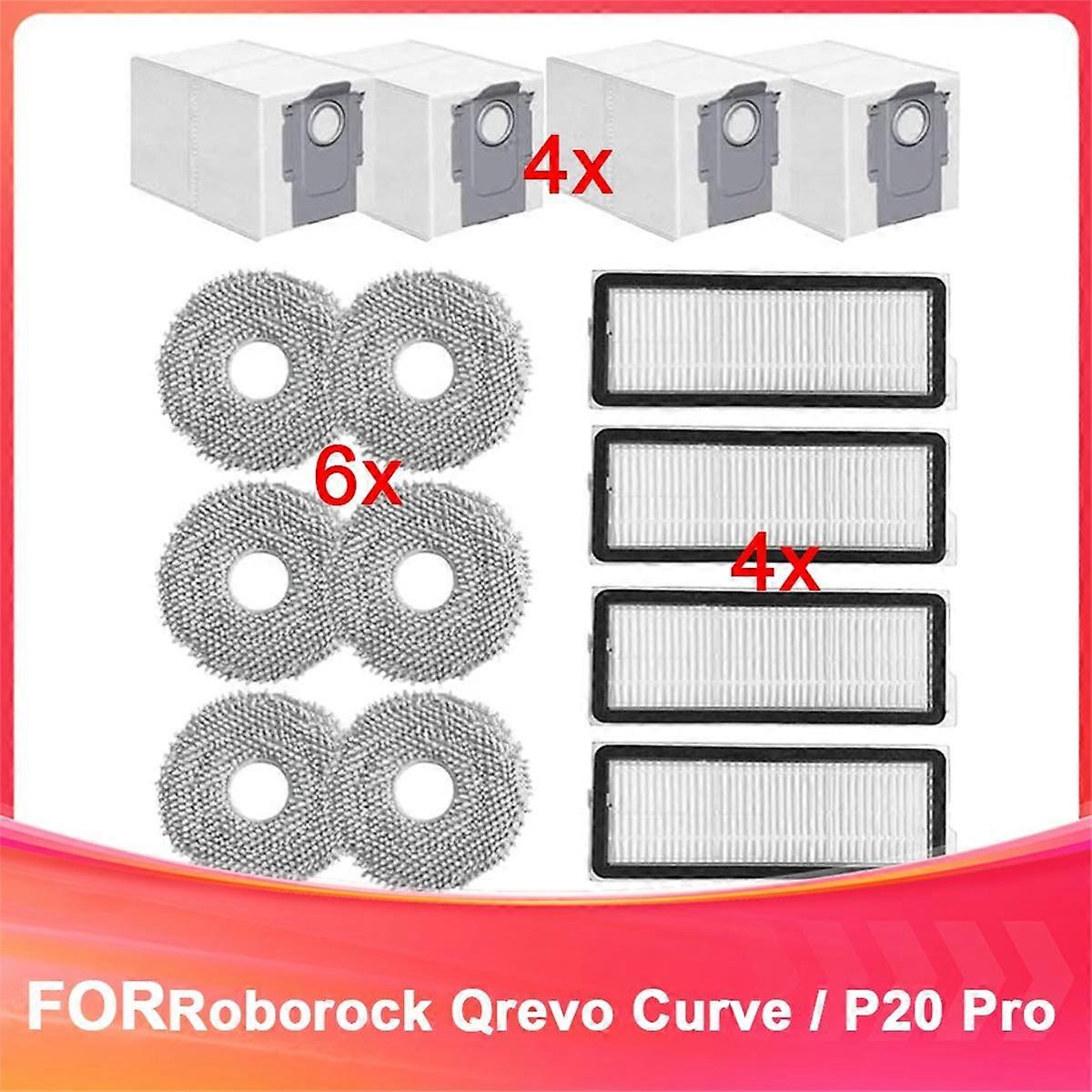 14 Pack Replacement Parts Kit for Qrevo Curve / P20 Pro Robot Vacuum Cleaner, HEPA Filters, Mop Pad