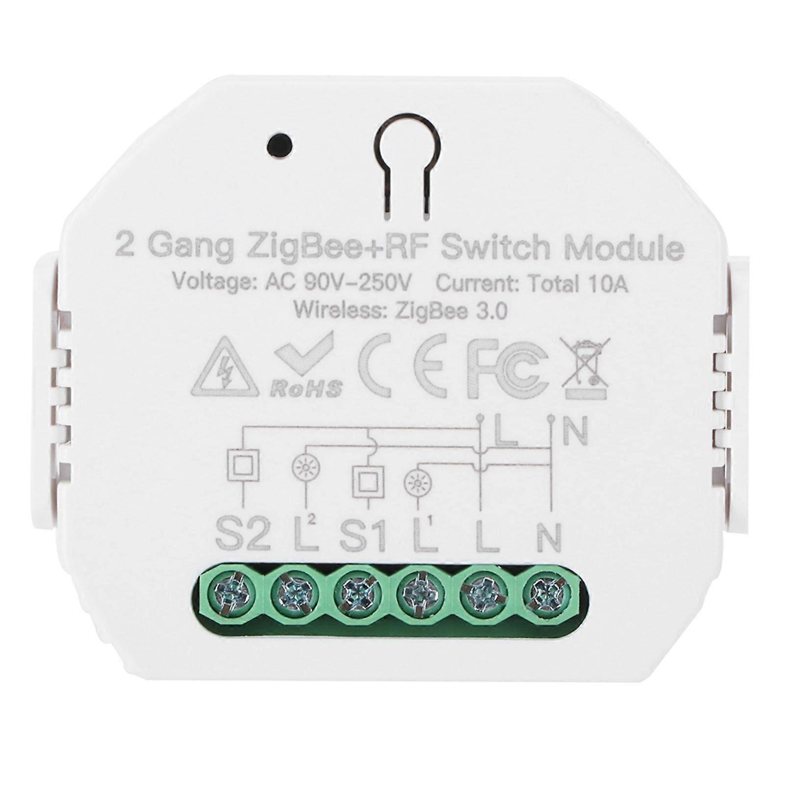 2 Gang Smart Light Switch Module On-Off Controller Support for Intelligent Voice Control 90-250V