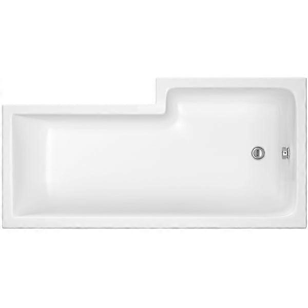 Nuie Square L Shape Shower Bath - White