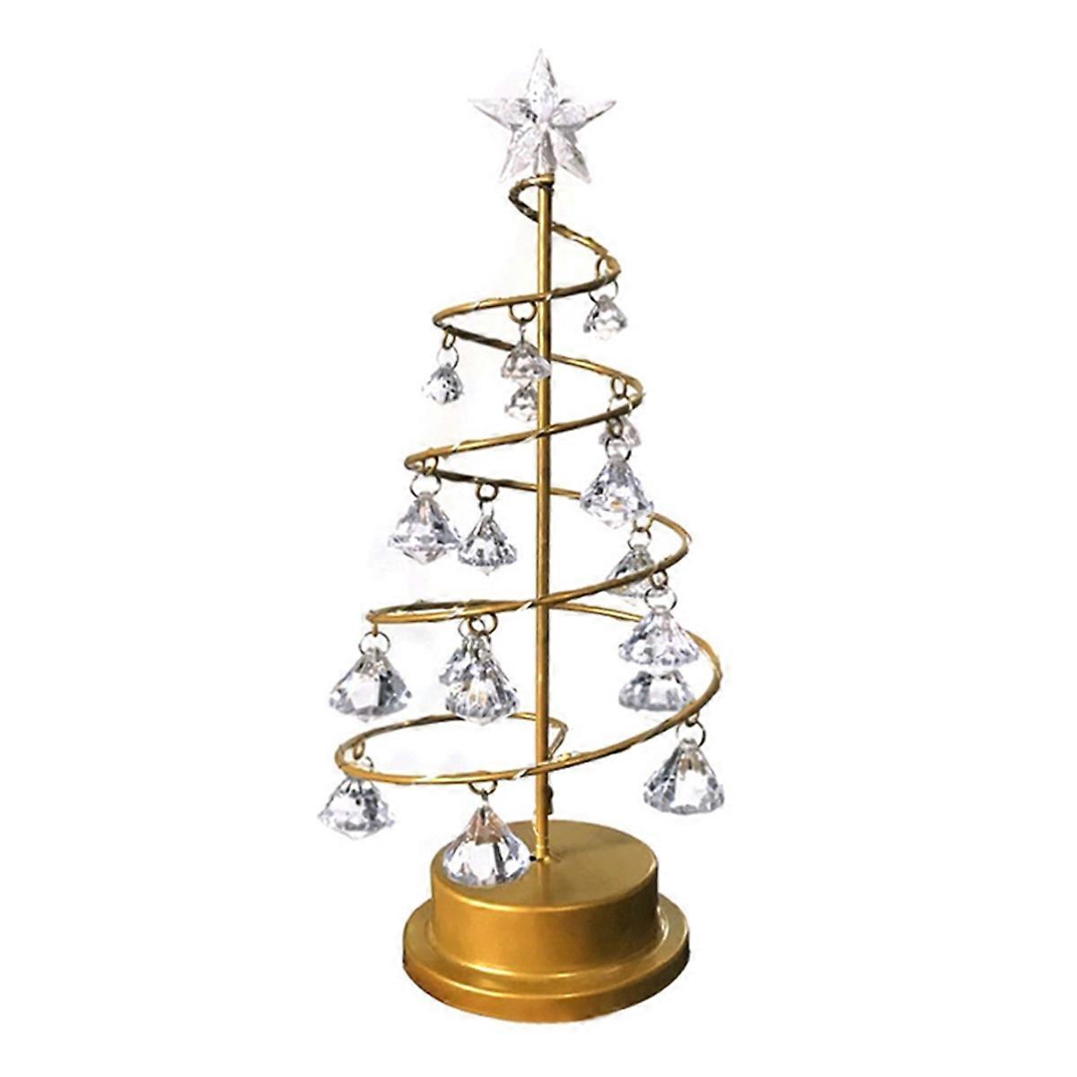Christmas Metal Crystal Christmas Tree Lamp Christmas Tabletop Crystal Tree with LED Lights Xmas Tr