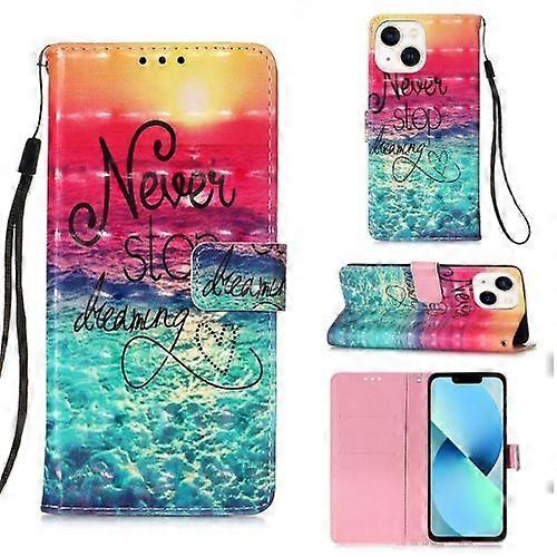 For iPhone 15 3D Painting Horizontal Flip Leather Phone Case