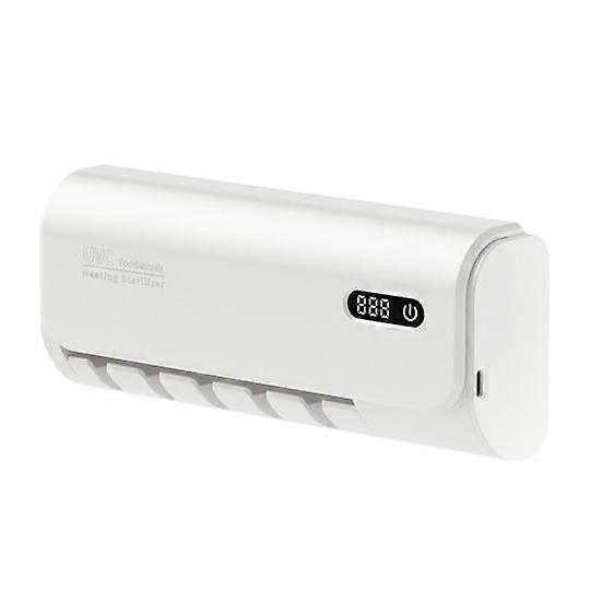Toothbrush Holder with Dual-Band UV Sterilization Touch Control Digital Display Rechargeable Self Adhesive Toothbrush Organizer