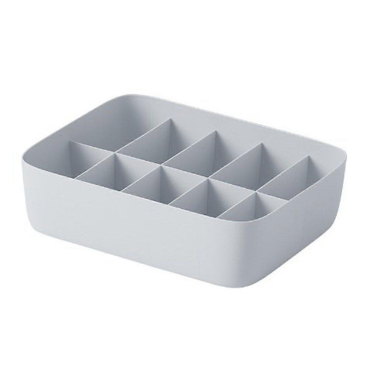 10 Compartments Plastic Underwear Bra Socks Organizer Storage Box Case Closet Container (Gray)