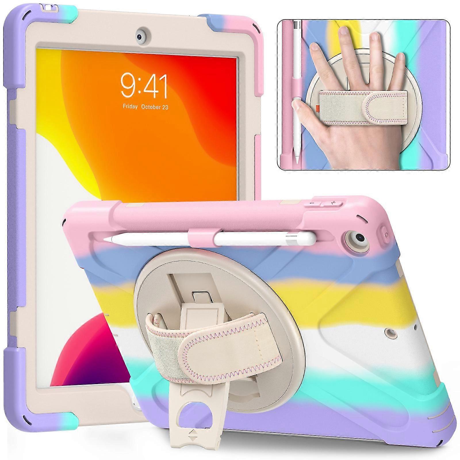 Ipad 10.2 Case Ipad 9/8/7 Generation Case, Heavy Duty Child Protective Case With Pen Holder Hand Strap Shoulder Strap