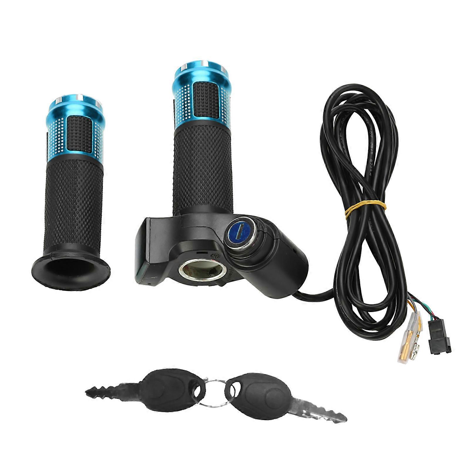 Twist Throttle Grips Key Lock 12V-84V For Ebike Scooter With Digital Display(blue)