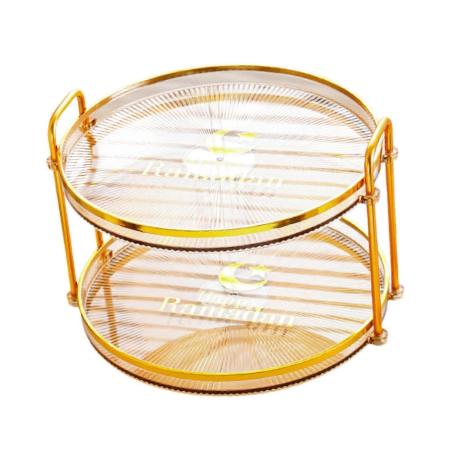 Serviertablett Obst Snack Doppelschicht Runde Schmuckschale Modernes Displaytablett Bernstein