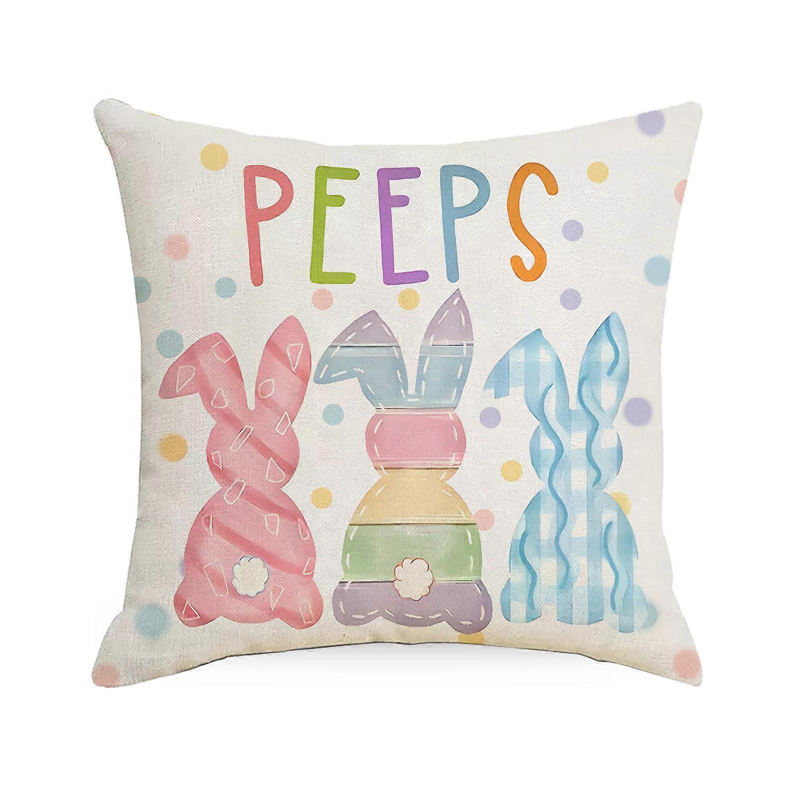 Decorative Pillowcase Easter Rabbit Themed Colorful Pillow Slipcover For Home Decoration And Holiday Celebration