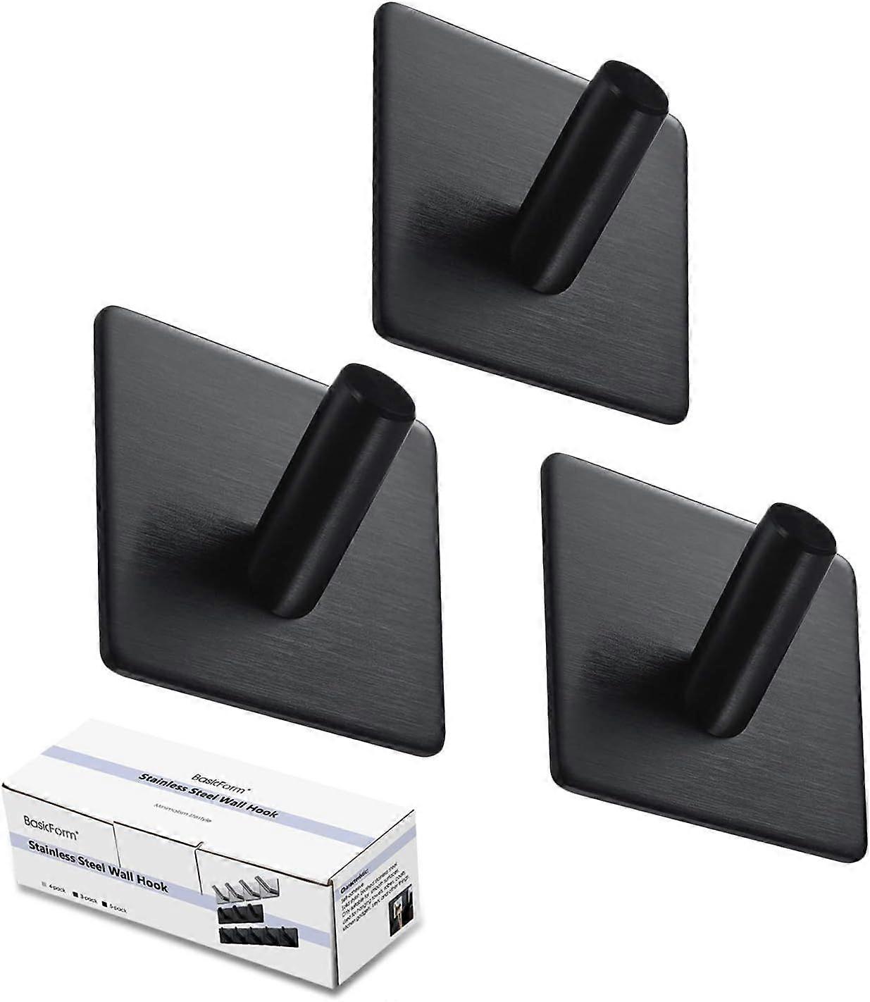 Uncinetto Adhsif Adhsif Puissant Acier Inoxydable Aucune Trace Noir (1-Uncinetto x 3 Pices)