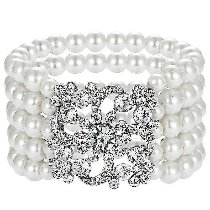 Pulsera de perlas artificiales Pulsera elástica de perlas Pulsera multicapa