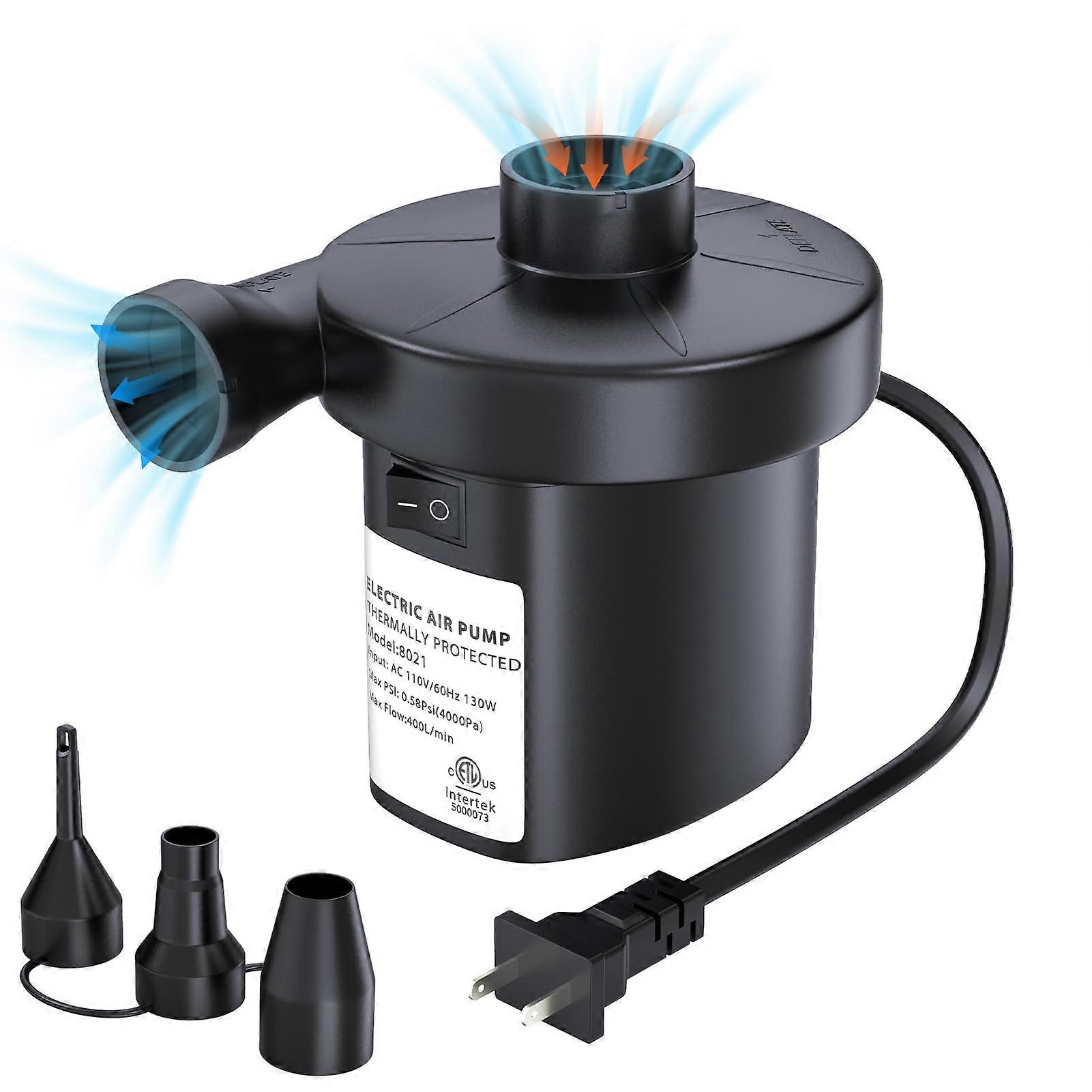 Electric Air Pump For Air Mattresses And Pool Toys Compact Inflator With Multiple Nozzles Portable Design