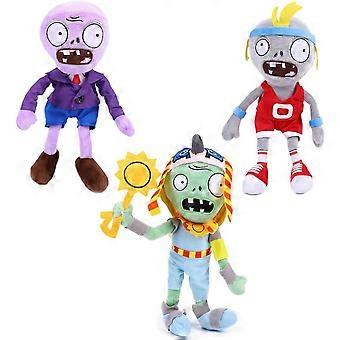 3 PCS Plantas e Zombies Sport Plush Zombies Sets Toy Sport Zombie, 1 2 Boneca de Zumbis RA Soft Recheada