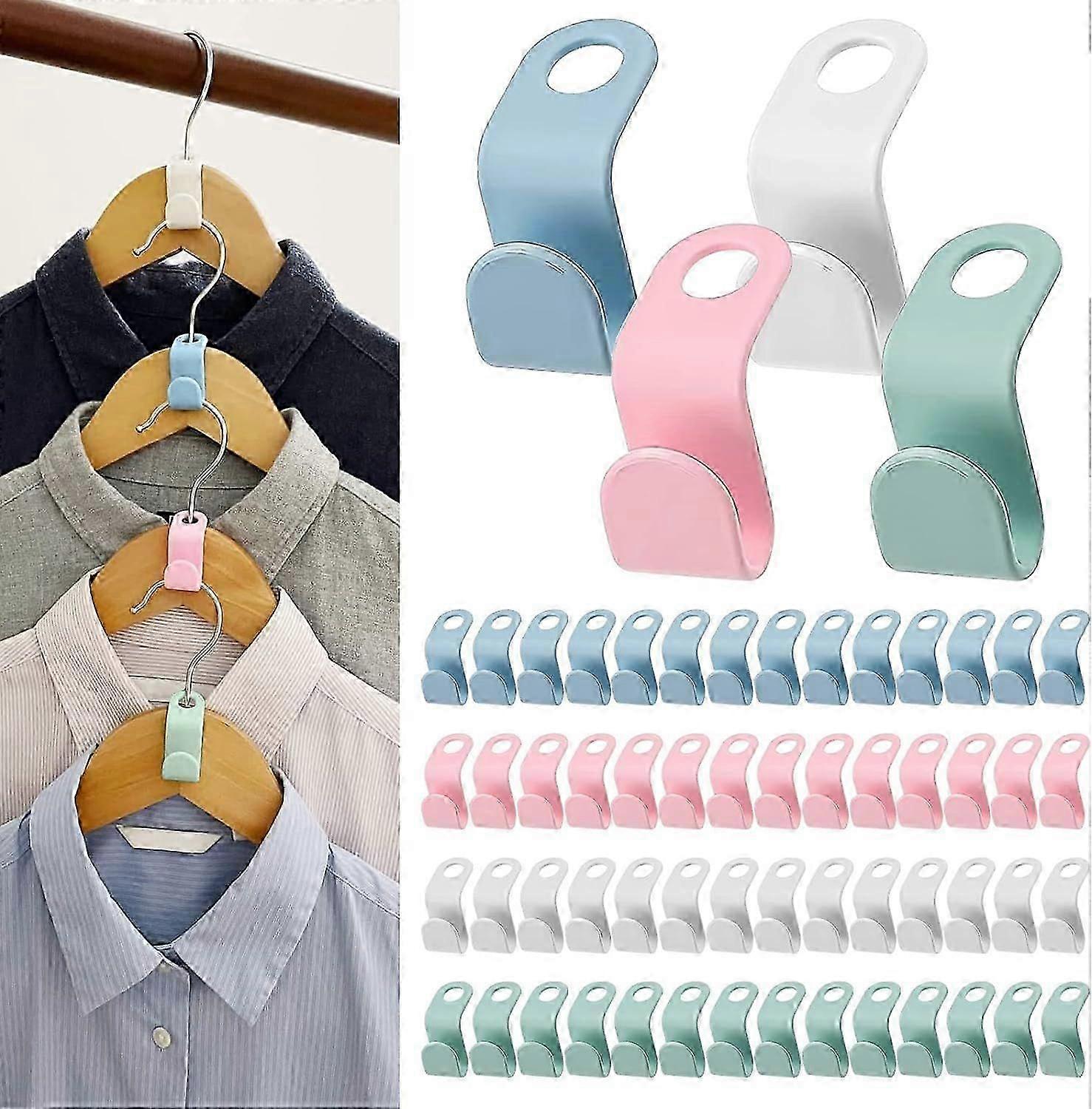 60 Pcs Clothes Hanger Connector Hooks - Super Space Saving Wardrobe Organizer