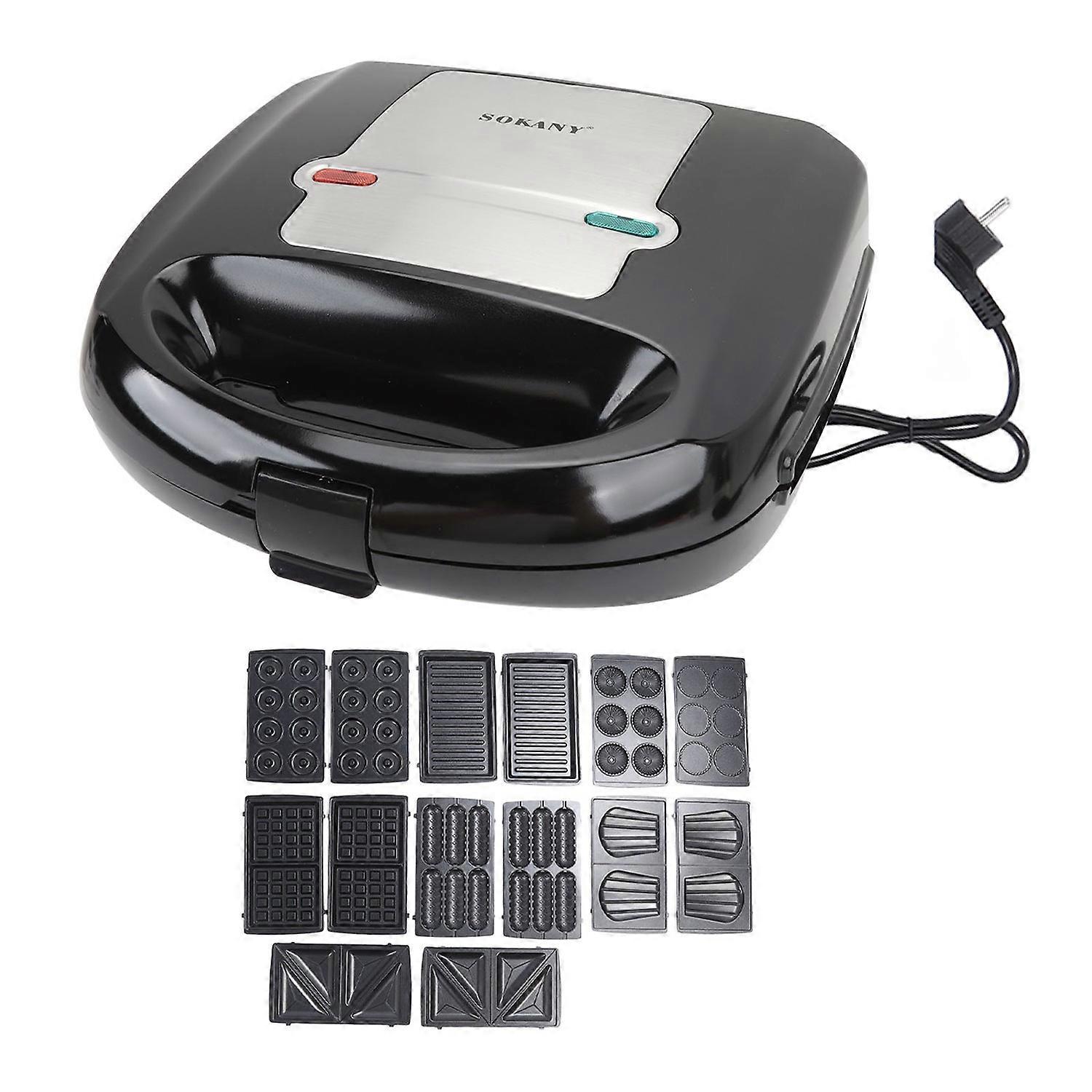 8 in 1 Sandwich Maker Stick Proof Breakfast Machine with 14 Removable Plates for Sandwich Donut Waff