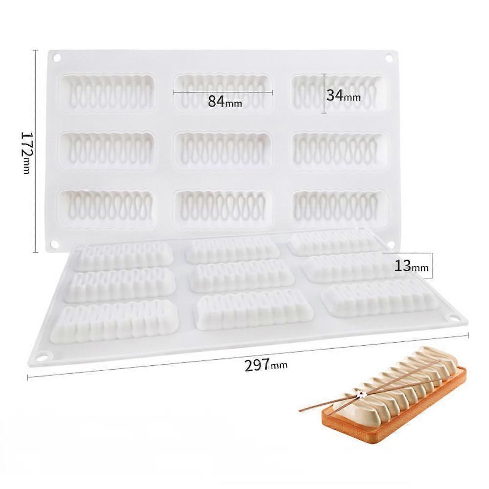 9 Wave Tartar Mold Mousse Ring Cake Silicone Mold Rectangular Tower Ring Baking Utensil