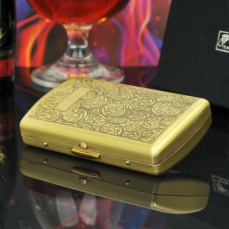 Genuine Goods Suncha Cigarette Case Qinggu Tangcao 12 Pcs Pure Copper Etching Double-Sided Cigarette Case Ultra-Thin Cigarette Case Smoking Set Wholes