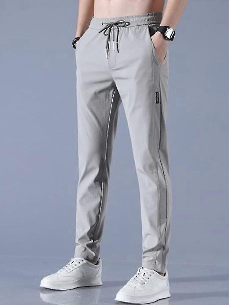 Solid Color Mens Fast Dry Men's Quick-drying Trousers Stretch Pants Thin Quick-Drying Mid-Waist Loose