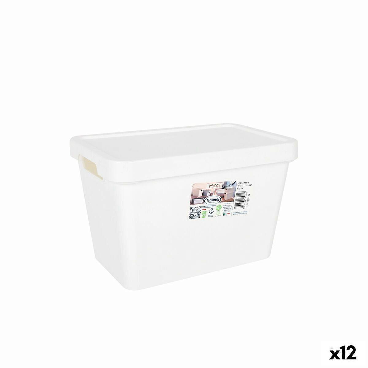 带盖储物盒 Tontarelli Maya White 6.4 L 28 x 18 x 17.7 cm （12 单位）