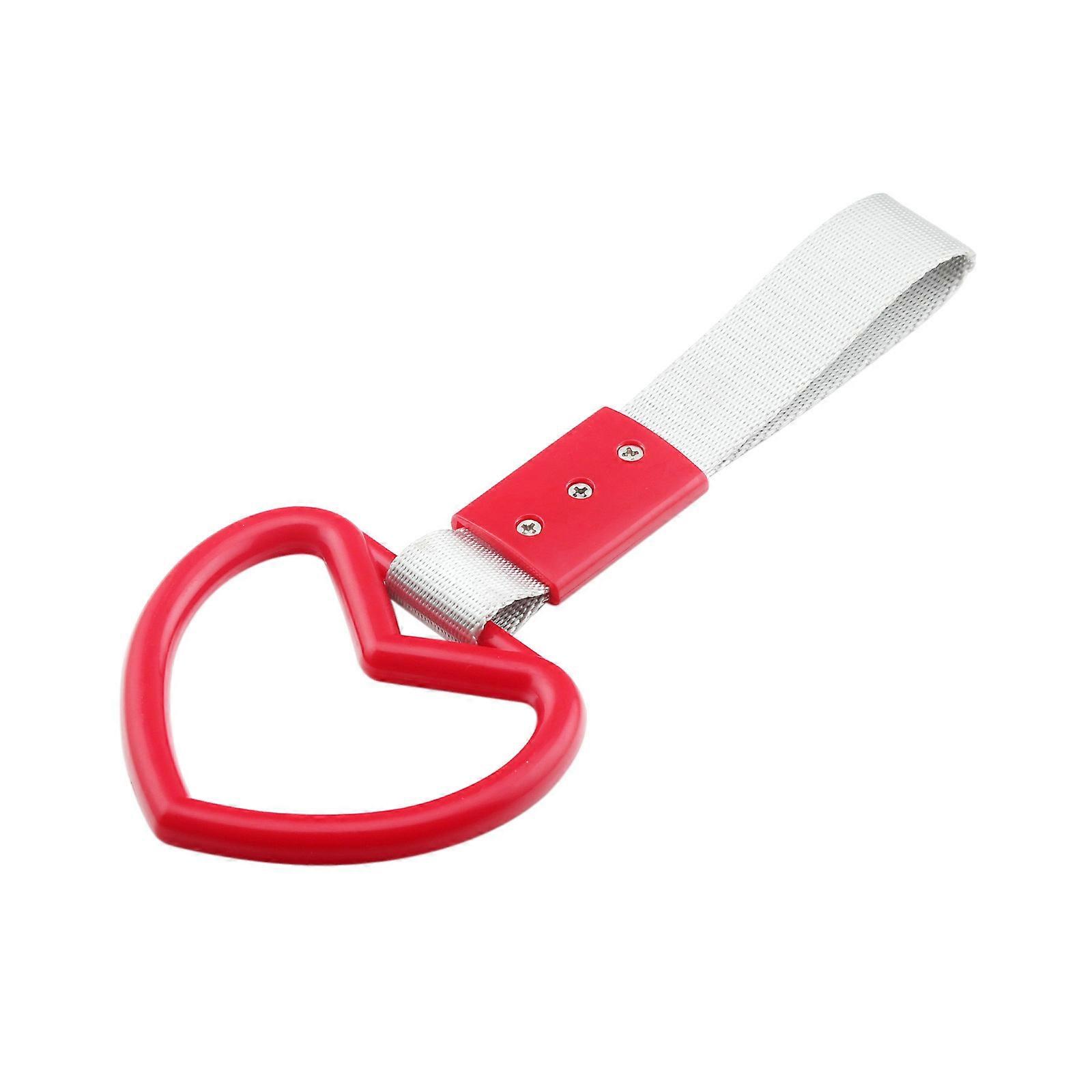 Universal Circular Hand Tow Strap Bus Subways Armrest Ring Rear Bumper Warning Loop for Car Interior-Exterior Decoration  Red