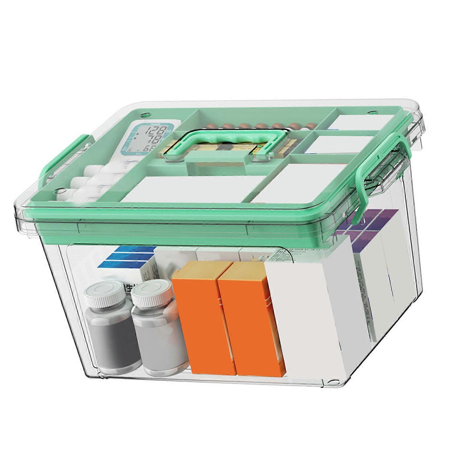Portable Medicine Box Multilayer Large Capacity Emergency First Aid Kit Box with Handle for Home Travel Office