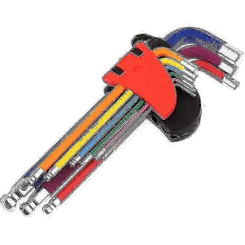 Hex Allen Keys, 9 חתיכות מפתח הקסדצימלי מקצועי, ערכת מקשים Hex מטרית, עם צבע