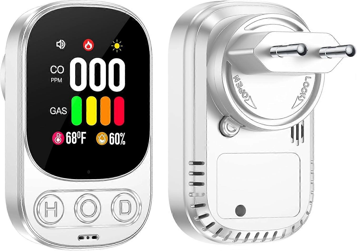 Combined Gas & CO Detector with Plug for Home Use, Carbon Monoxide Detector CO Warner CO Alarm & Gas Detector Gas Detect  szrh a-s