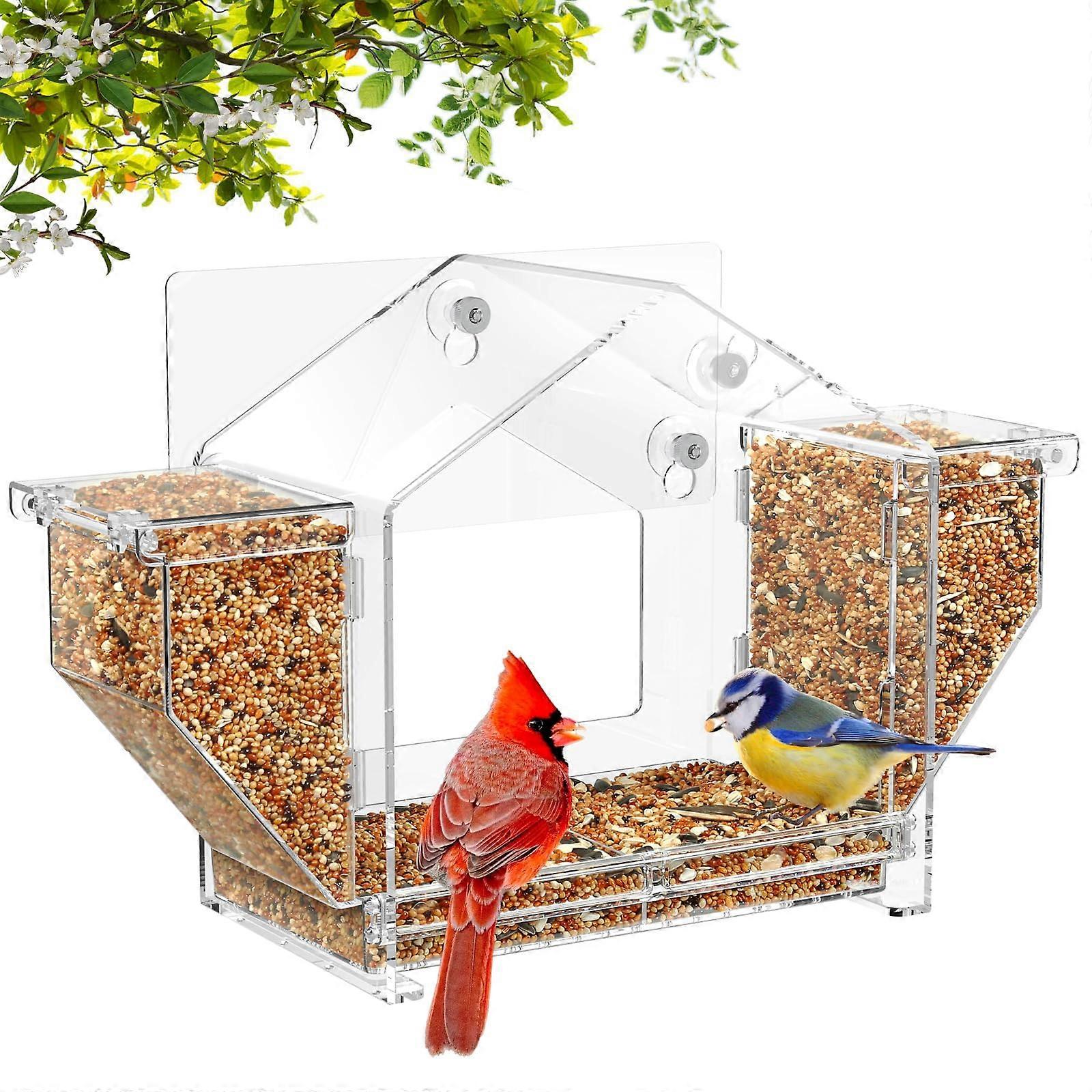 Clear Window Bird Feeder for Outdoors Large Size