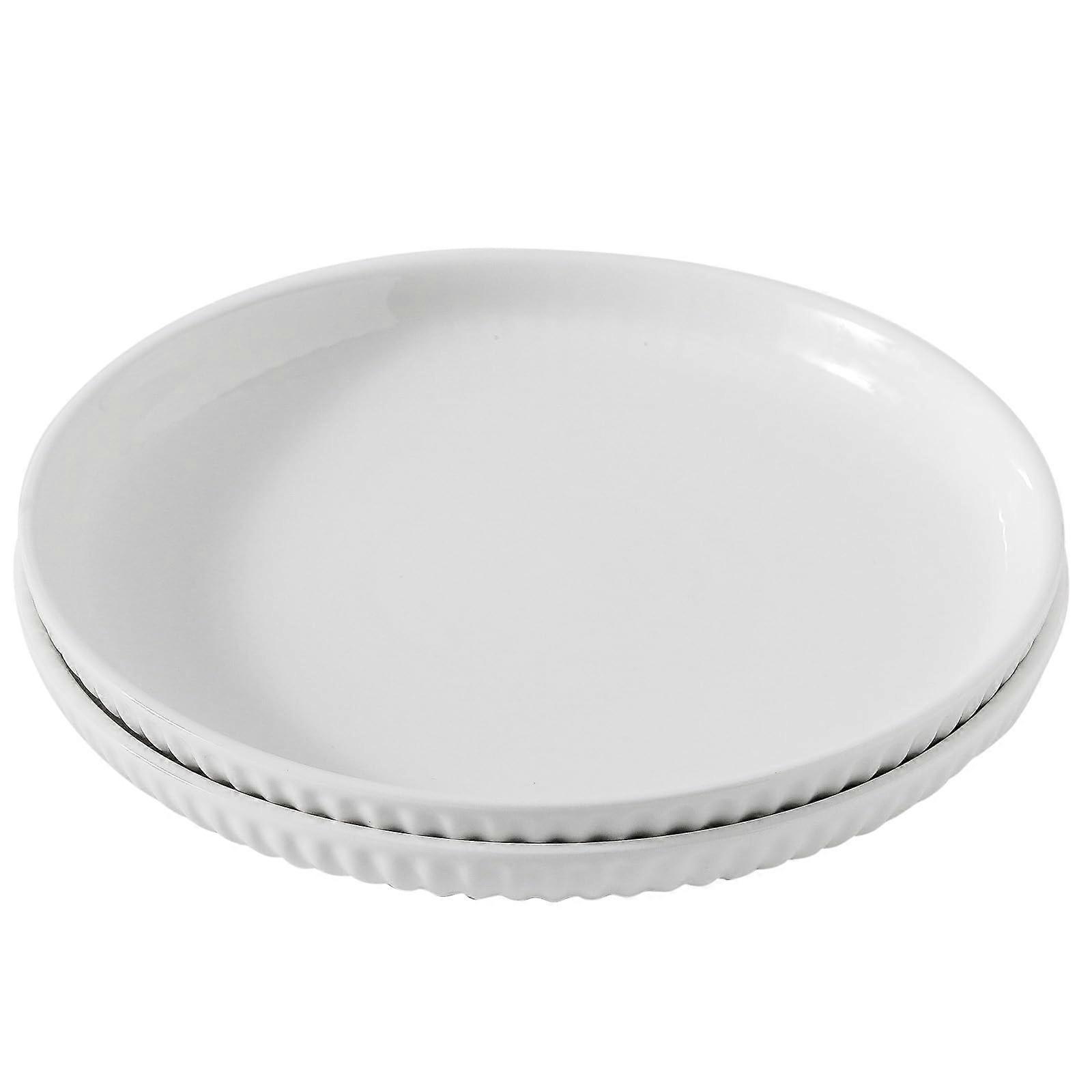 2 Set White Ceramic Dinner Plate for Steak 10 Inch Two Pack 10 Inch White Ceramic Dinner Plate Set