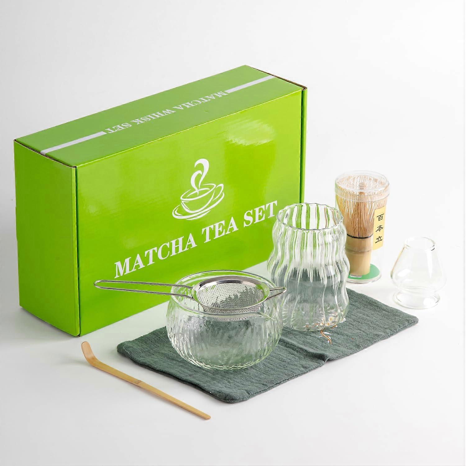 7Pcs Japanese Matcha Tea Set - Authentic Matcha Kit with Bowl, Whisk, Strainer, Holder, Gift Box Packaging