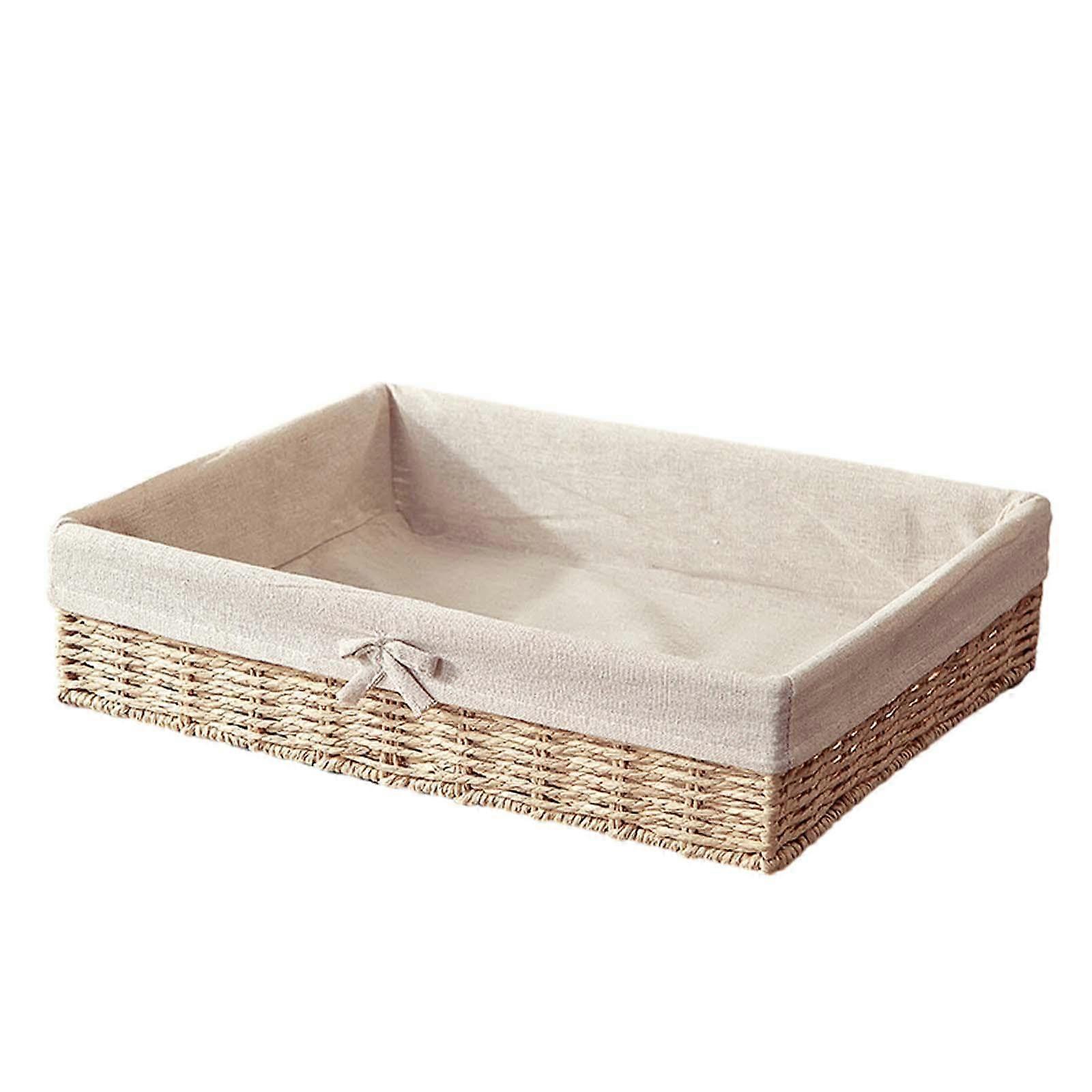 Woven Baskets Stackable Paper Rope Storage Basket 35x25x8 cm Beige For Snacks Cosmetics Lunch