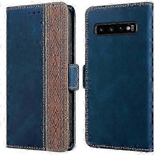 Stitched Magnetic Leather Case for Samsung Galaxy S10 with RFID Shield