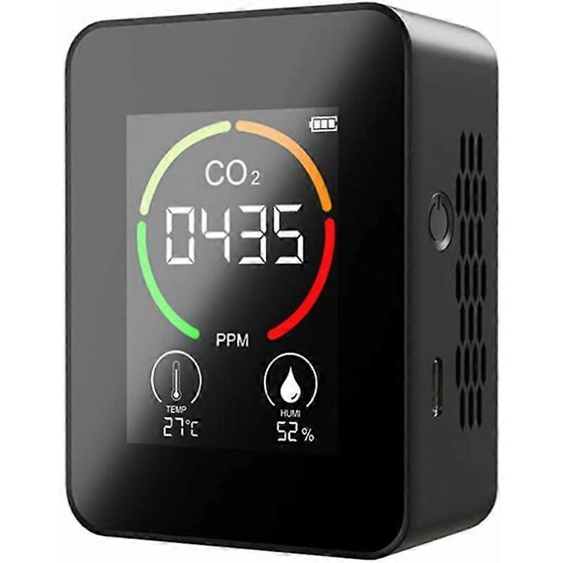 CO2 Detector, Carbon Dioxide CO2 Monitor, LED Display, Air Quality Temperature and Humidity Monitor for Home, Office, Gym, Car (TVOC Sensor-Black)