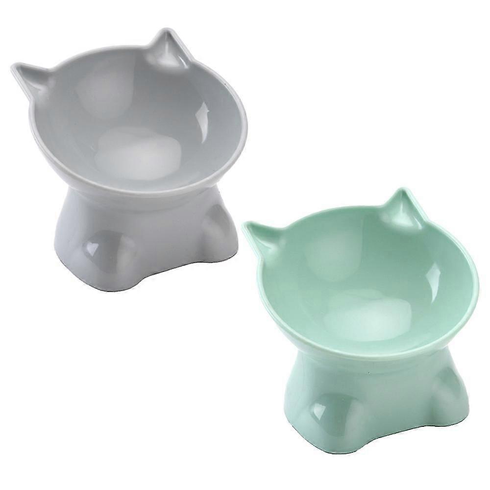 2 قطع مرتفعة القط الكلب السلطانيات القط الغذاء والماء وعاء مجموعة لحماية P