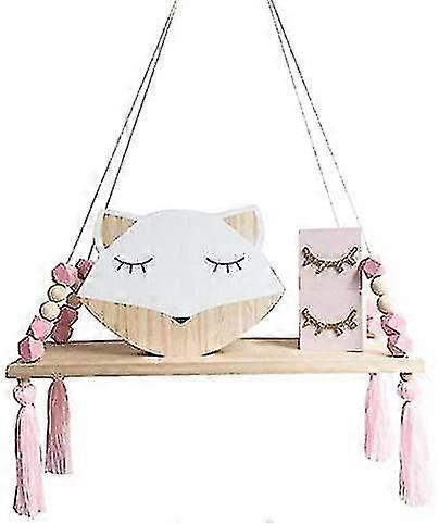 Wall Shelf, Hanging Tassel Wooden Wall Shelf