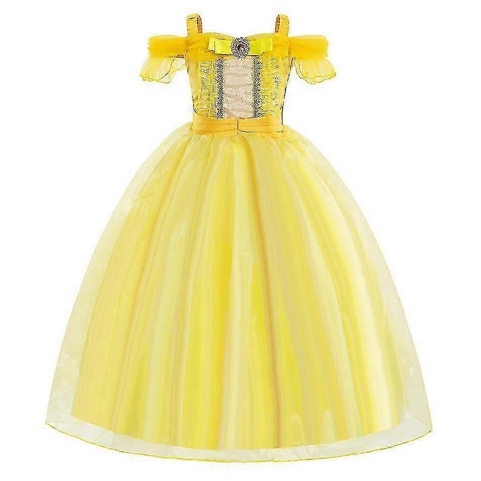 Filles Robe Jupe La Belle Et La Bête Belle Costume De Performance Dorée