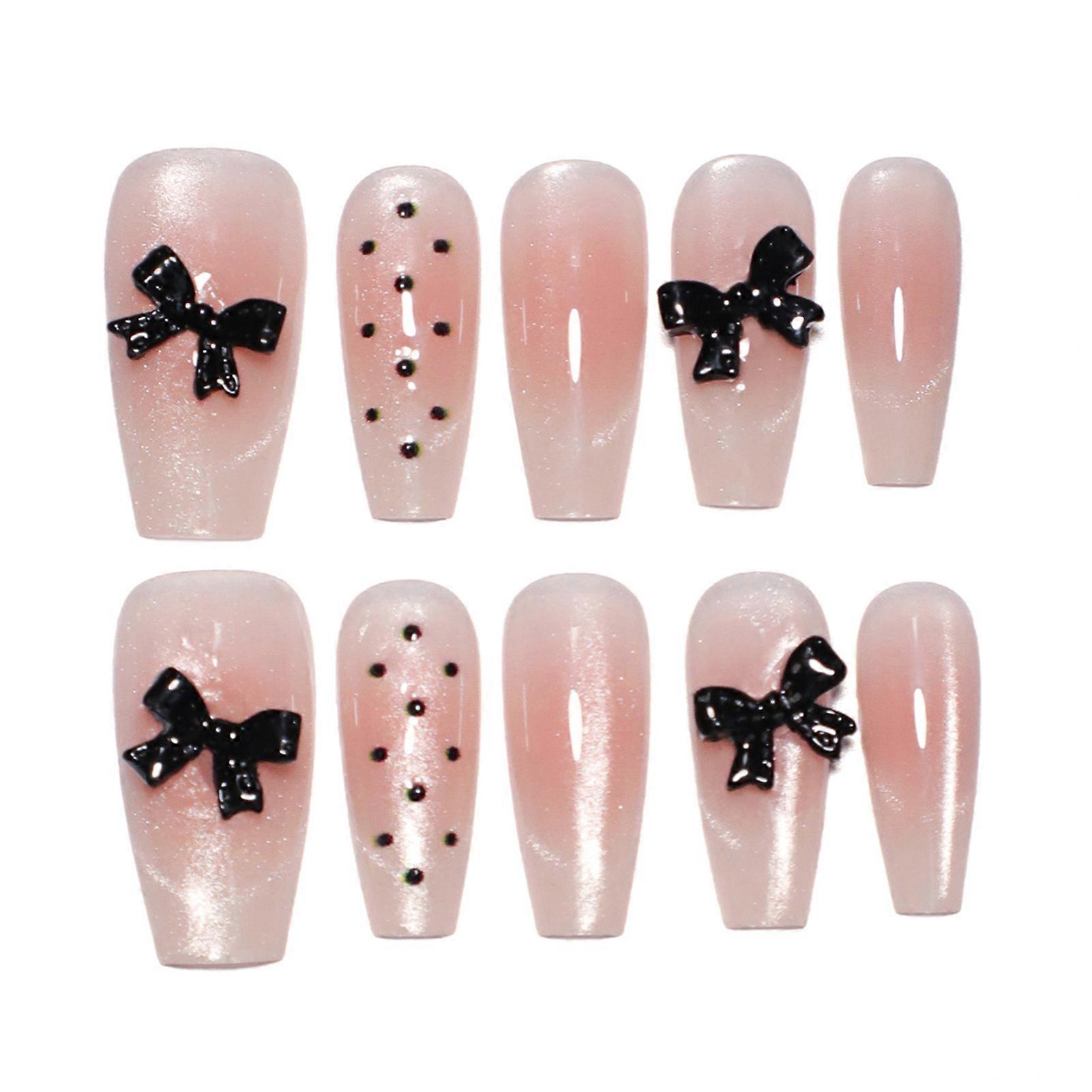 Pink Long Press on Nails Kit knot Long False Nails