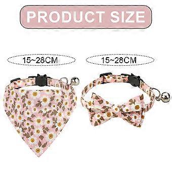 2pcs Sets Cat Collar Bandana Bells Set,Cat Collar Breakaway with Cute Bow Tie and Bell,Accessories for Pet Collars