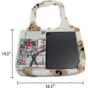 Heytea Nette Taschen für Frauen Tote Bag Ästhetische Mädchen Flauschige Teddybär Geldbörse Plüsch Schulter Hobo Handtaschen