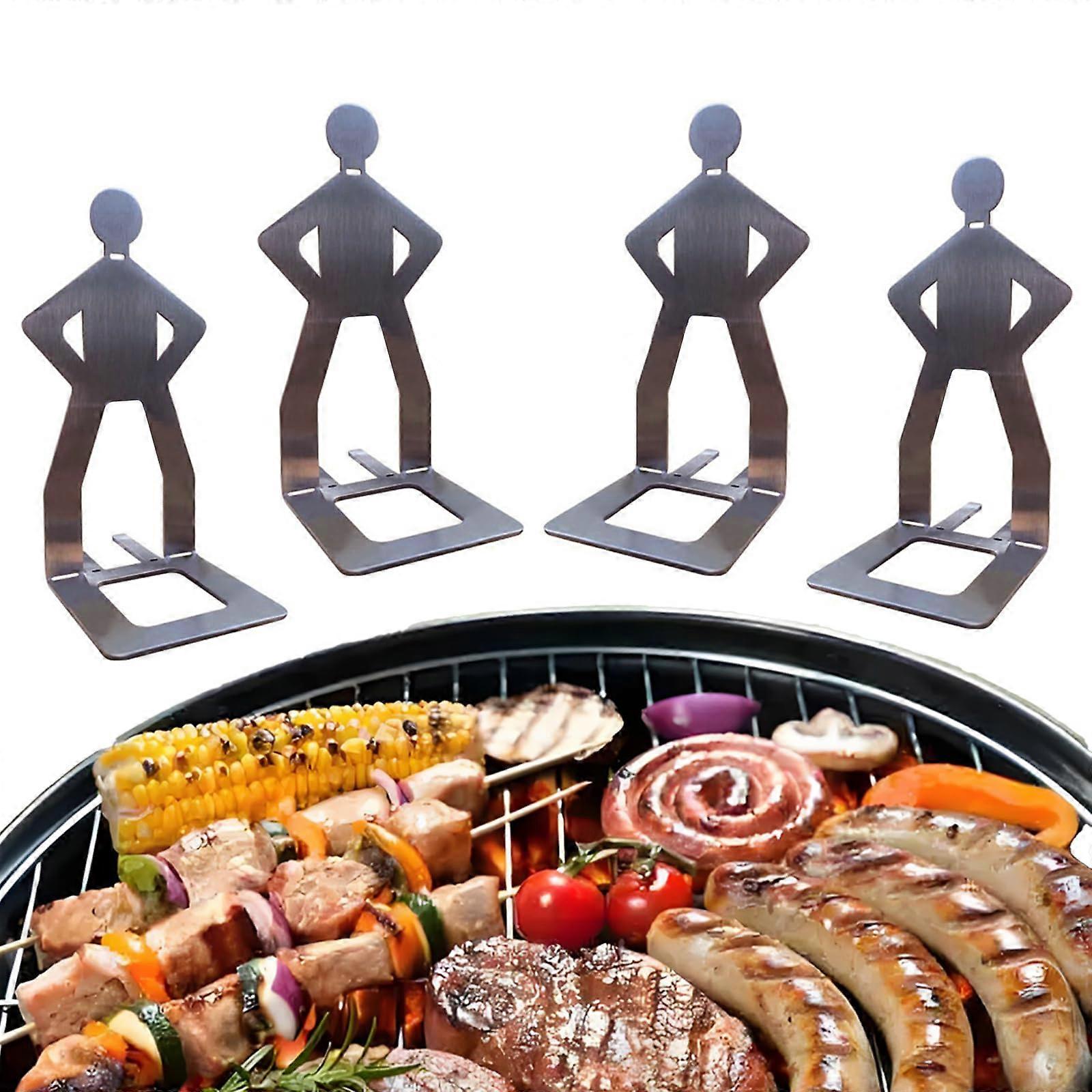 4PCS Hot Dog Holders Stainless Steel, Funny Sausage hotdog stand, Standing Men Grill Racks
