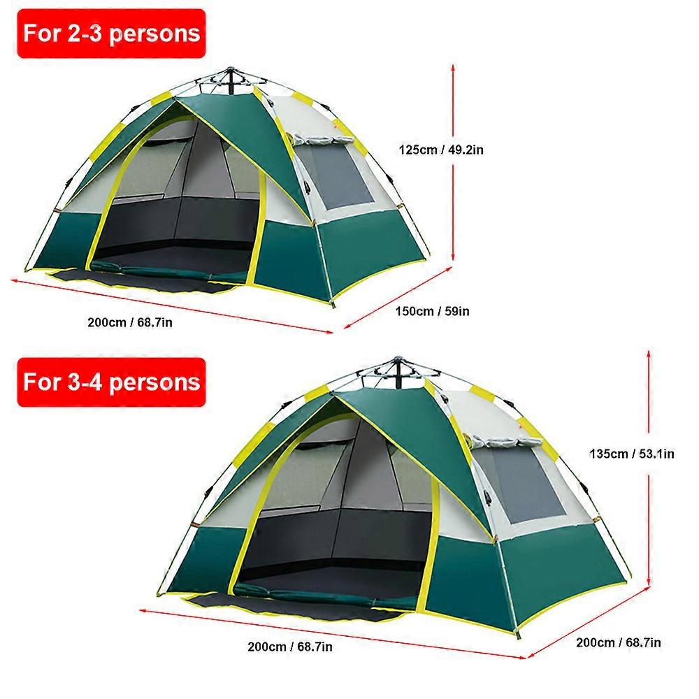 Outdoor Pop Up Tent Water-resistant Portable Instant Automatic Camping Tent for 2-3 / 3-4 Person Family Tent Camping Hiking Backpacking