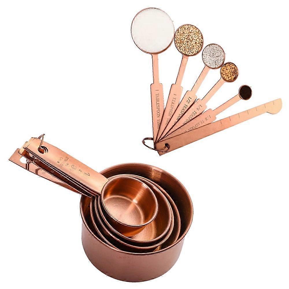 12 Pack Stainless Steel Nesting Copper Measuring Cups And Spoons