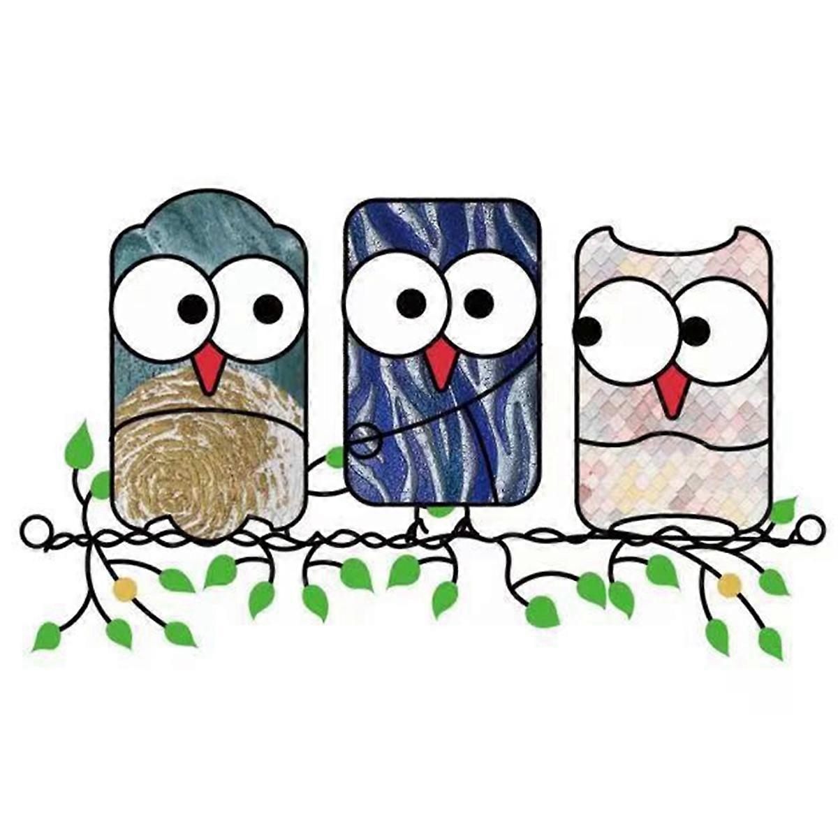 Cartoon 3 Owl Pendant Color Owl Pendant Home Garden Deco, B