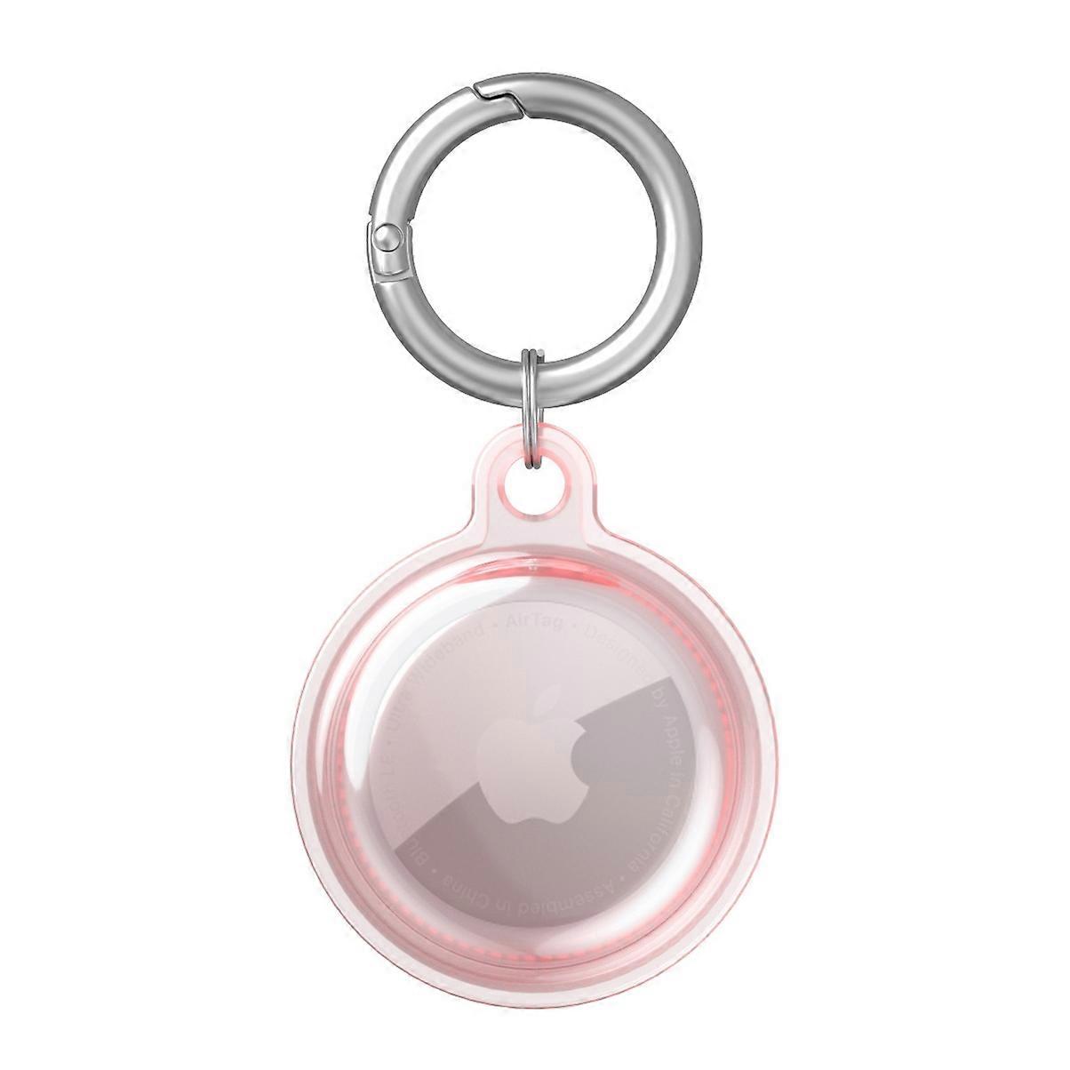 Shock Absorbing Soft TPU Skin Cover Case Protector with Keychain for Apple AirTags 2021 - Transparen