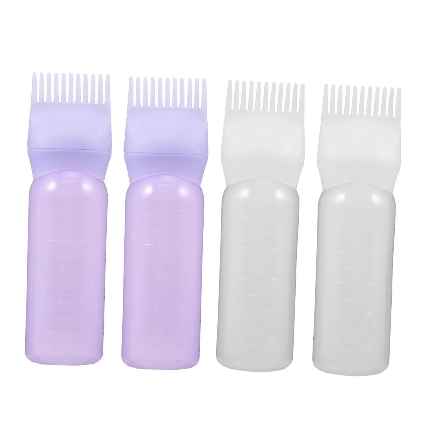 Hair Bottle Applicator 4pcs Root Comb Applicator Bottles Plastic Material Ideal for Home Hair Dyeing
