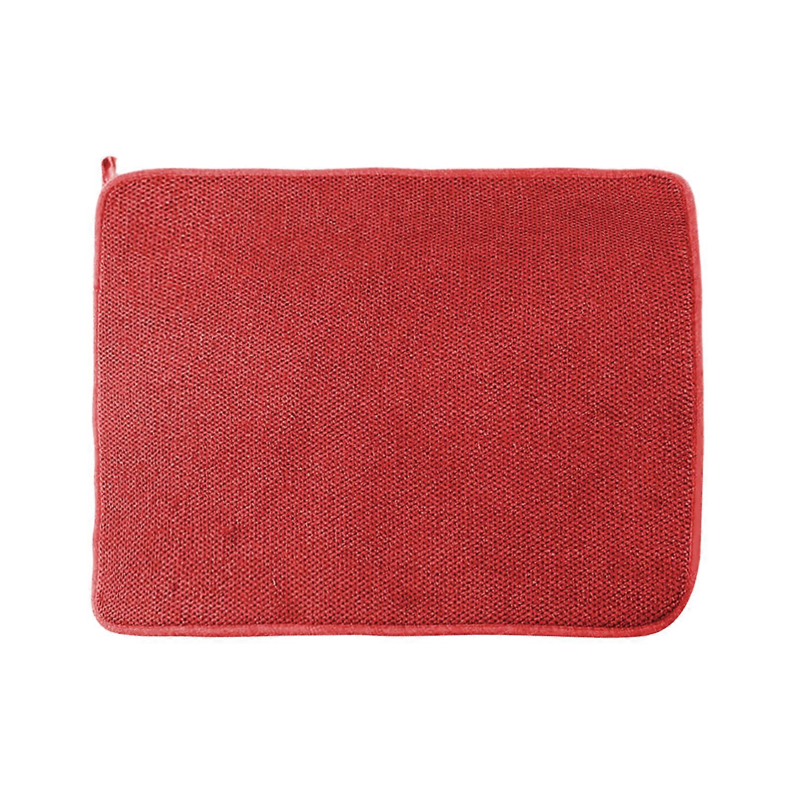 Microfibre Drying Mat Red Non-Slip Quick-Dry Kitchen Countertop Protector Heat-Resistant Table Mat 38x50cm Polyester Nylo