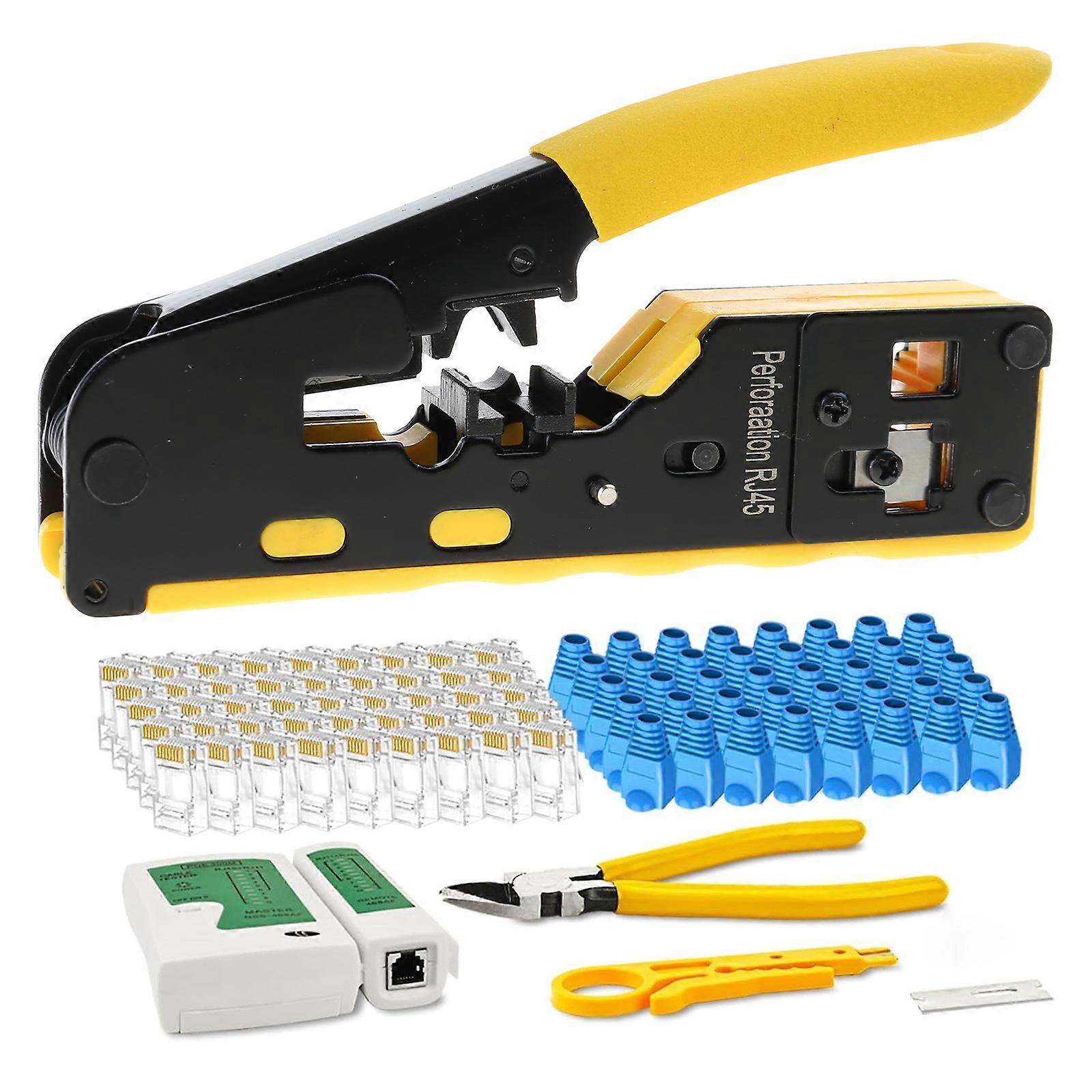 Versatile RJ45 Crimp Tool RJ45 Crimper and Networking Maintenance Kit for CAT5 To CAT7 6P/8P Cable Efficiency Hand Tool