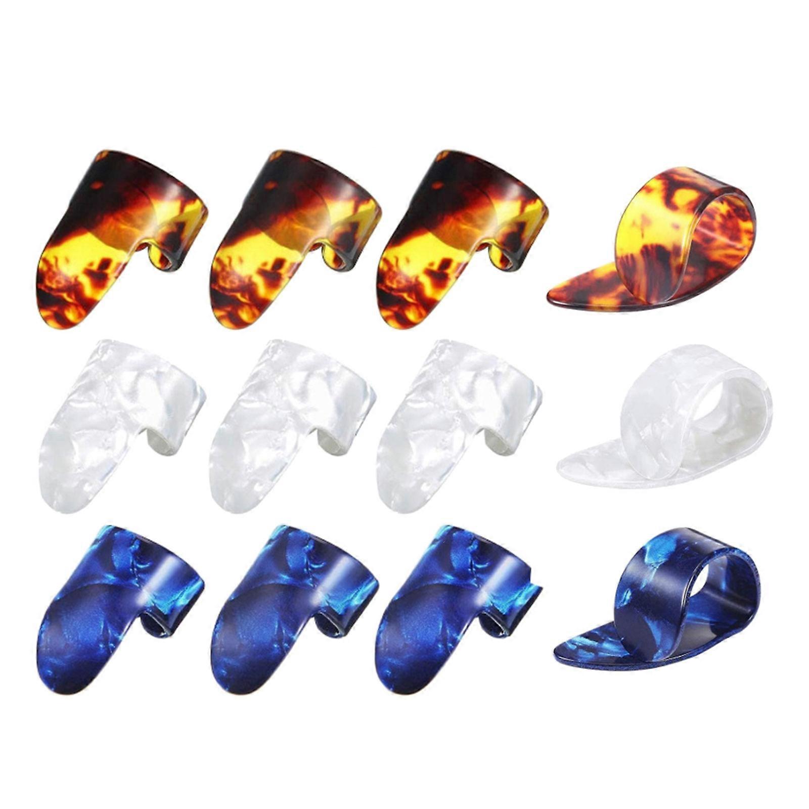 12Pcs Gitarre Fingerpicks Ersatz Daumen und Fingerpicks Flache Daumenpicks für Akustikgitarre Bass Banjos Einfach zu bedienen